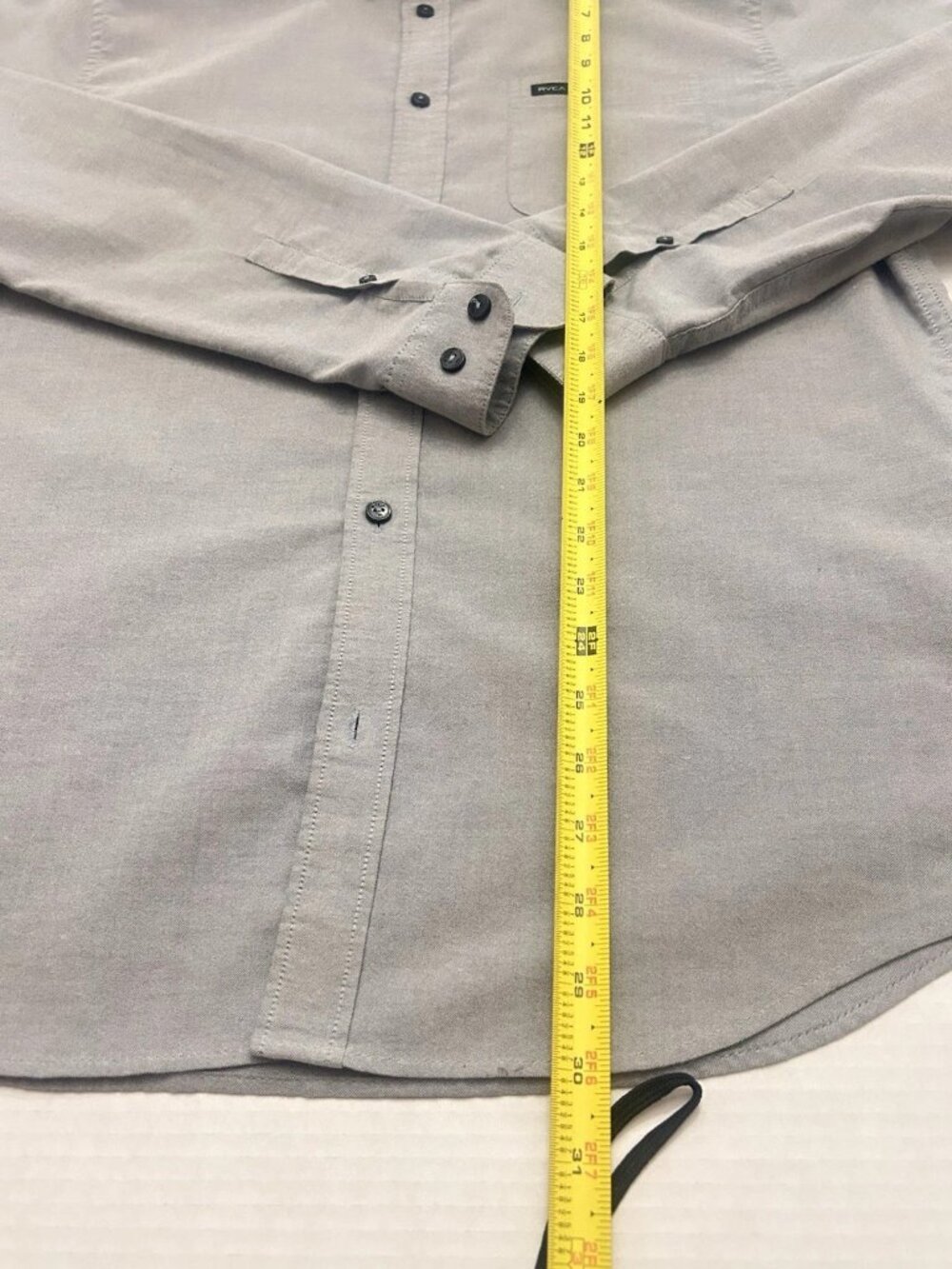 RVCA Shirt Mens Large Gray Long Sleeve Button Down Slim Fit Casual Surf Skate - Picture 5 of 9